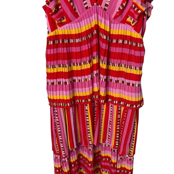 Farm Rio Lucy Stripes Pleated Midi Dress Size Large 291081 - Picture 6 of 12